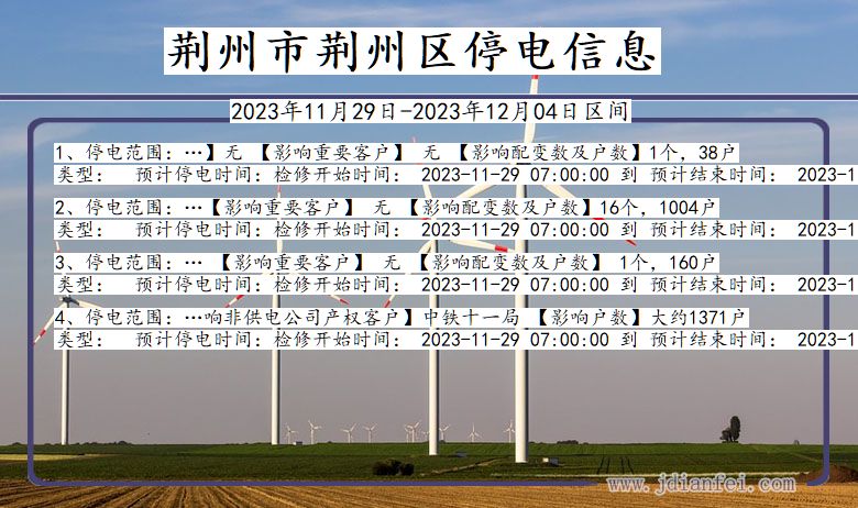 湖北省荆州荆州停电通知