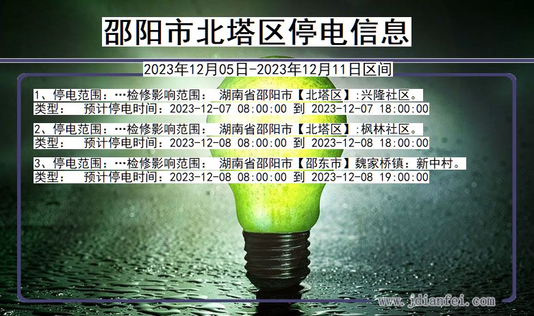 湖南省邵阳北塔停电通知