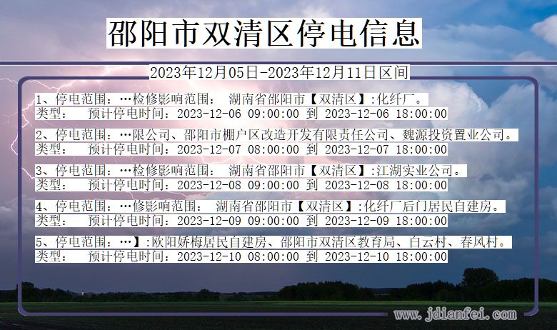 邵阳双清停电通知 湖南省邵阳双清停电通知