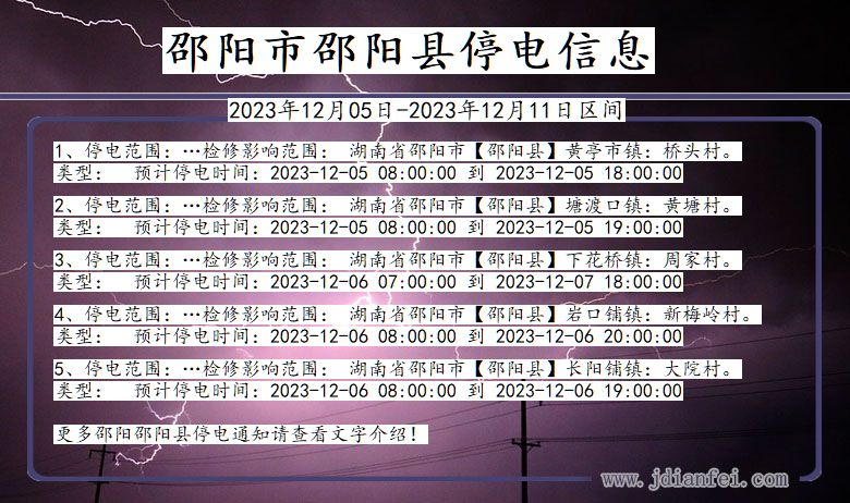 湖南省邵阳邵阳停电通知