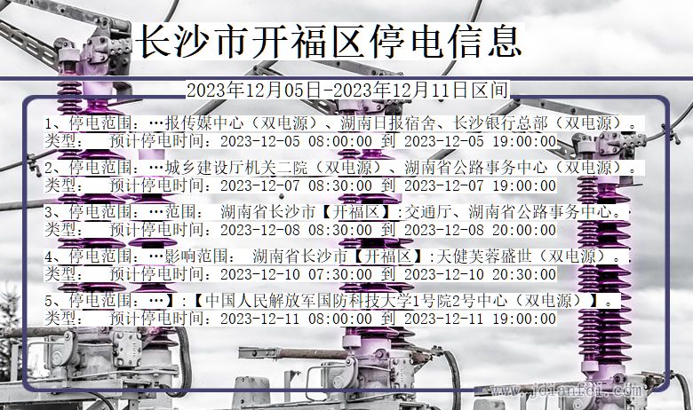 湖南省长沙开福停电通知