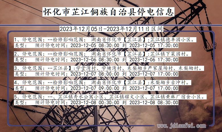 湖南省怀化芷江侗族自治停电通知