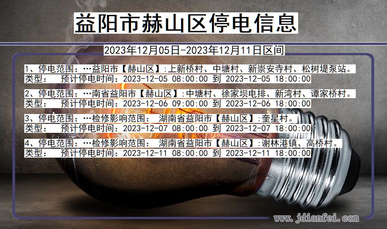 湖南省益阳赫山停电通知