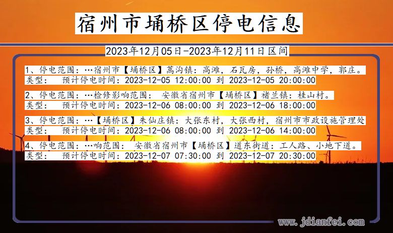 安徽省宿州埇桥停电通知