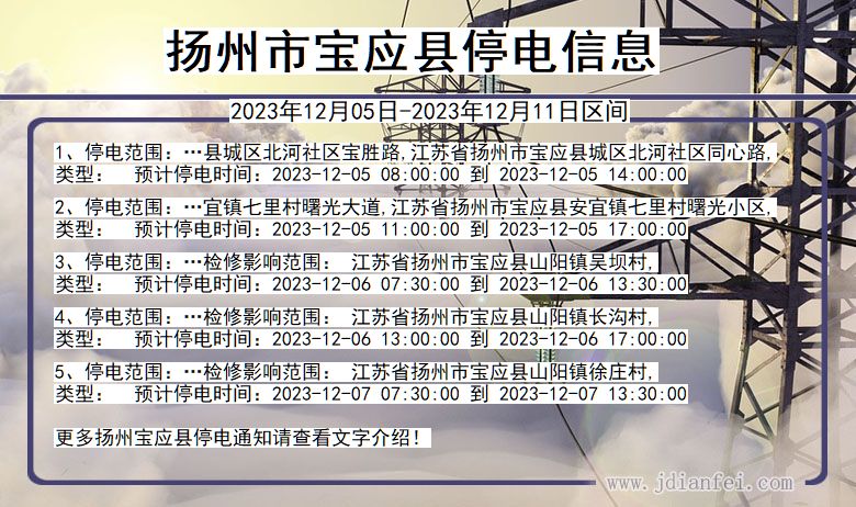 扬州宝应停电通知 江苏省扬州宝应停电通知