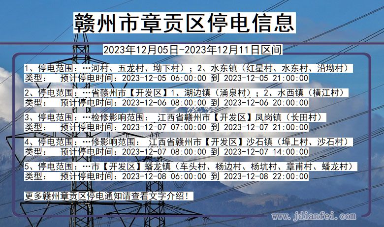 江西省赣州章贡停电通知