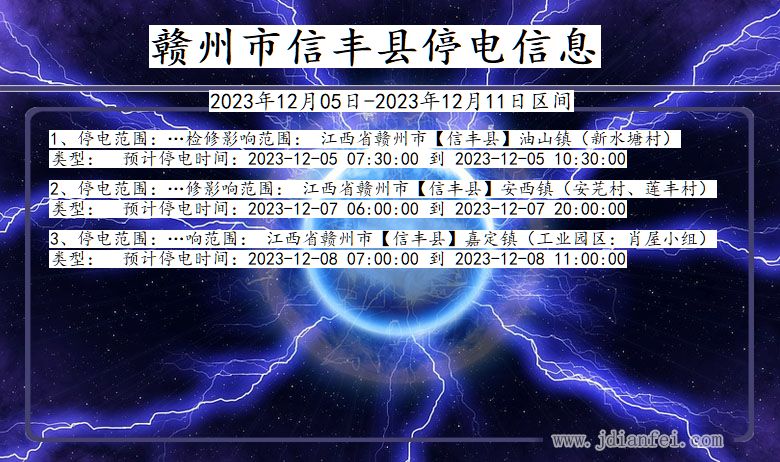 江西省赣州信丰停电通知