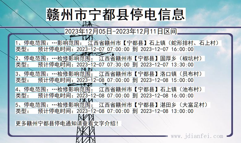 赣州宁都停电通知 江西省赣州宁都停电通知