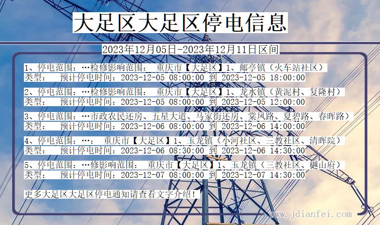 重庆市大足区大足停电通知