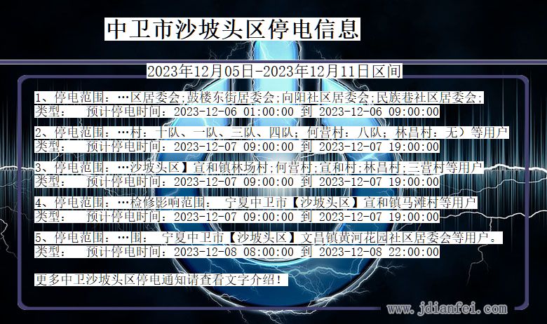 宁夏回族自治区中卫沙坡头停电通知