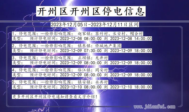 重庆市开州区开州停电通知