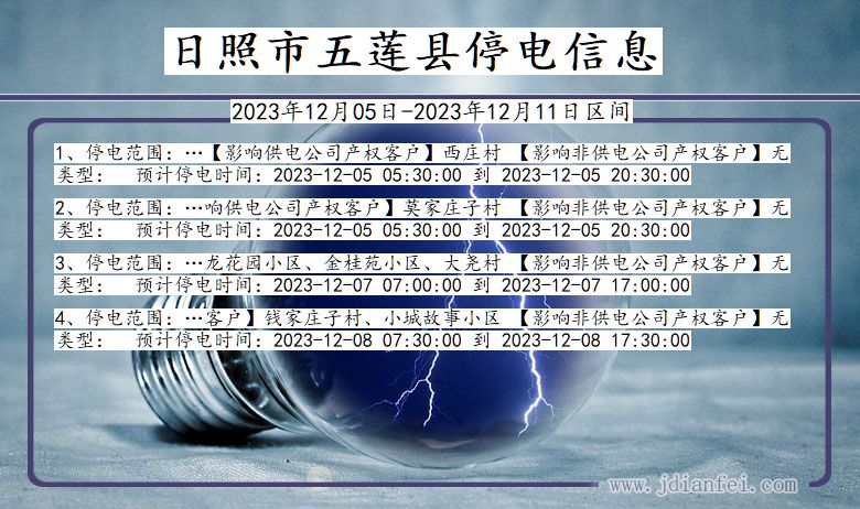 山东省日照五莲停电通知