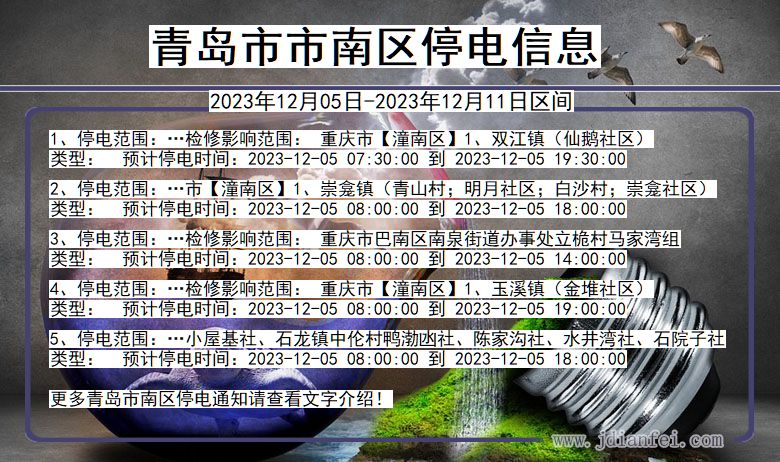 山东省青岛南区停电通知