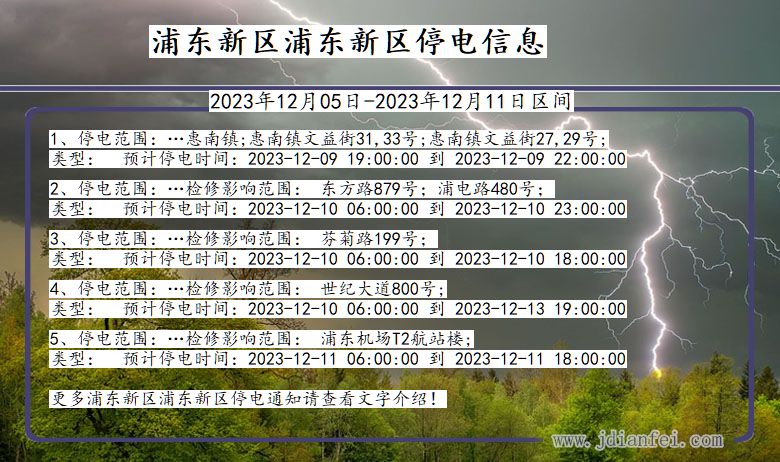 上海市浦东新区浦东新停电通知