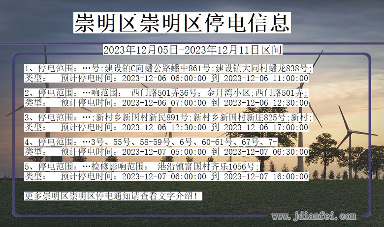 崇明区崇明停电通知 上海市崇明区崇明停电通知
