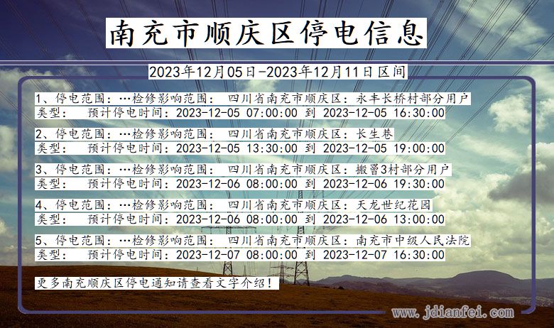 四川省南充顺庆停电通知