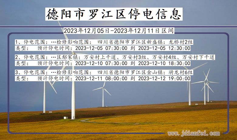 四川省德阳罗江停电通知