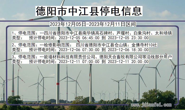 德阳中江停电通知 四川省德阳中江停电通知