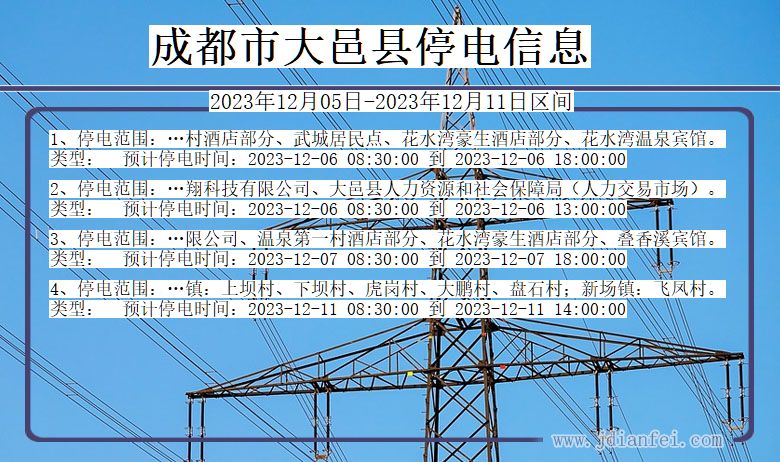 成都大邑停电通知 四川省成都大邑停电通知
