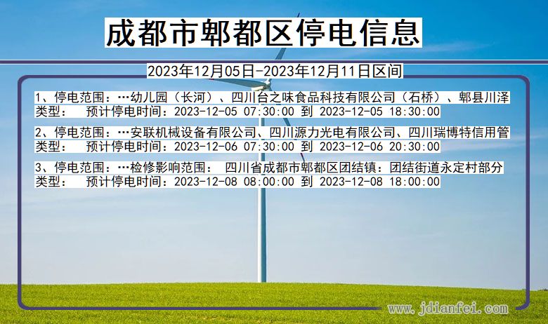 四川省成都郫都停电通知