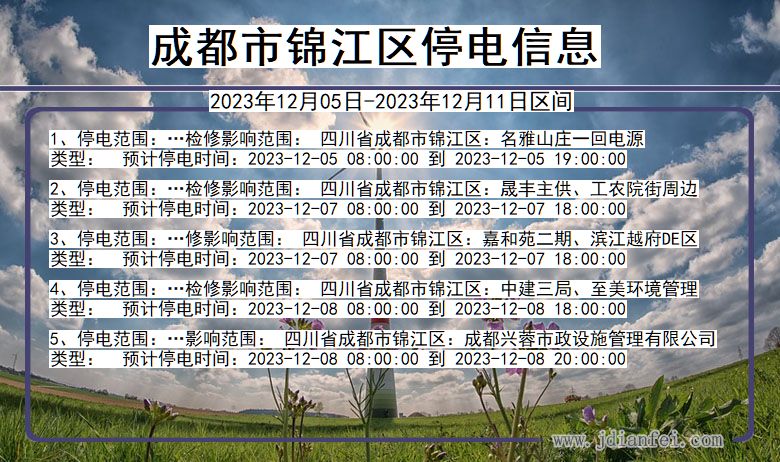 四川省成都锦江停电通知