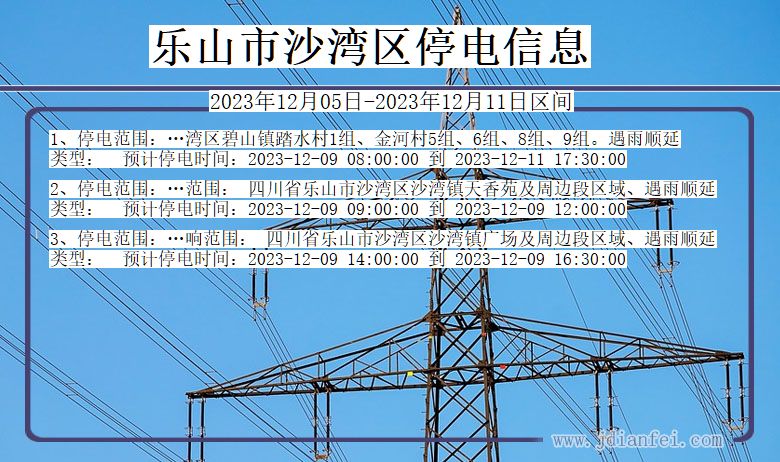 乐山沙湾停电通知 四川省乐山沙湾停电通知