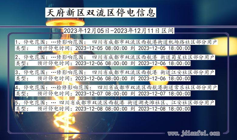 四川省天府新区双流停电通知