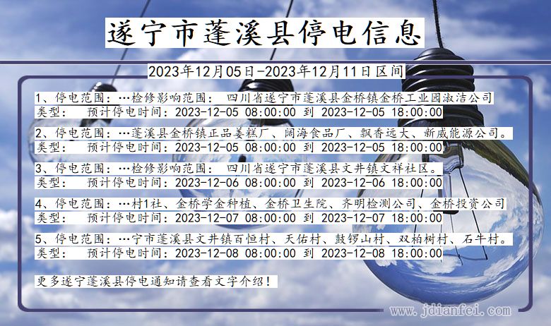 四川省遂宁蓬溪停电通知