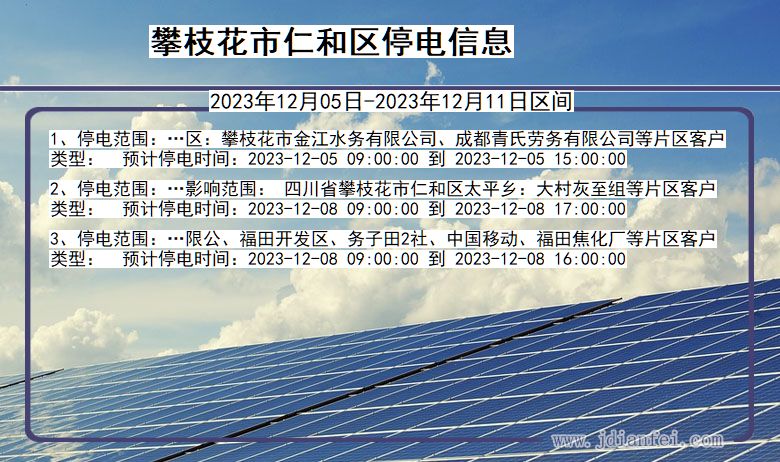 四川省攀枝花仁和停电通知