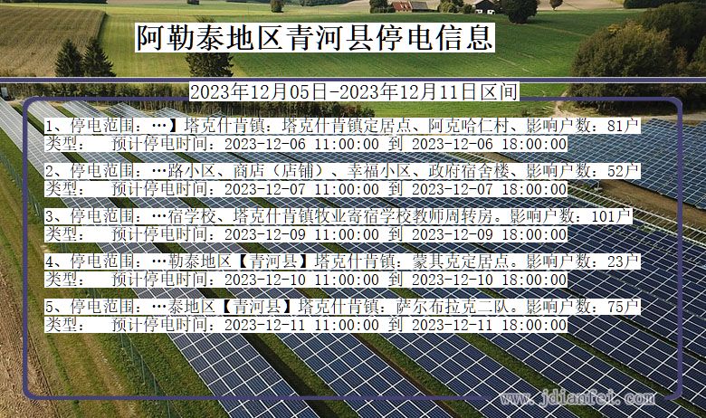 新疆维吾尔自治区阿勒泰地区青河停电通知