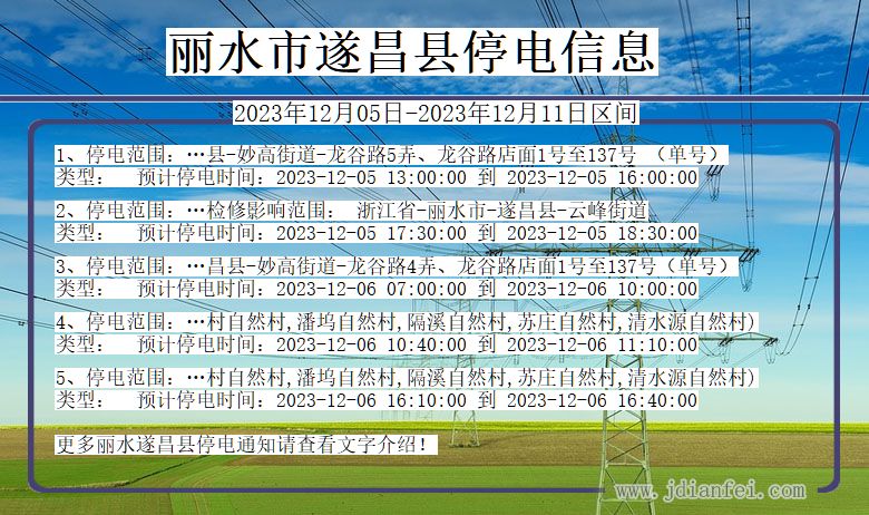 丽水遂昌停电通知 浙江省丽水遂昌停电通知