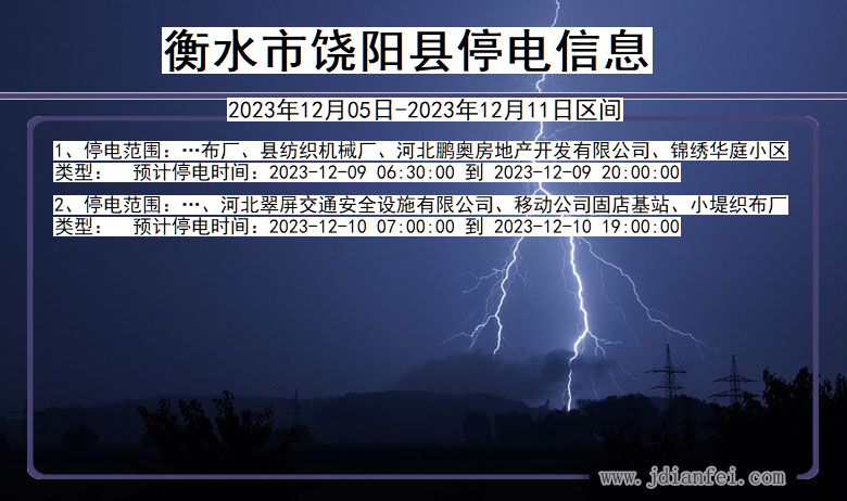 河北省衡水饶阳停电通知