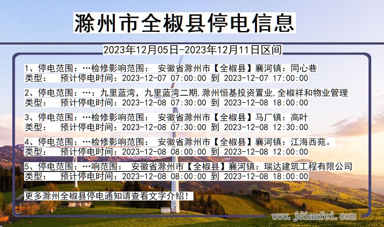 滁州全椒停电通知 安徽省滁州全椒停电通知