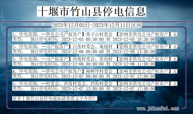 湖北省十堰竹山停电通知