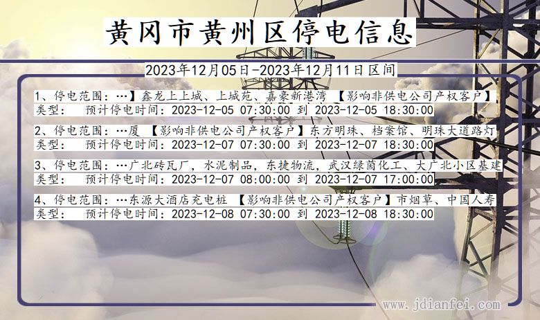 黄冈黄州停电通知 湖北省黄冈黄州停电通知