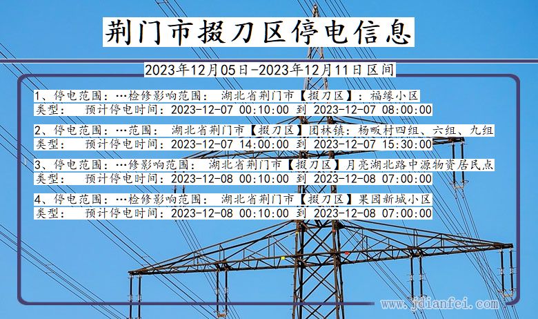 湖北省荆门掇刀停电通知