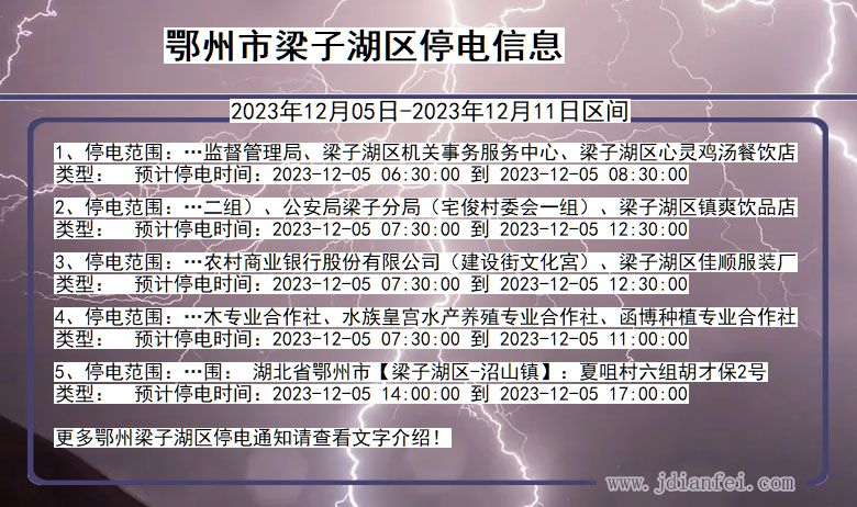 湖北省鄂州梁子湖停电通知