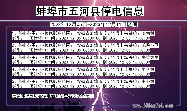 蚌埠五河停电通知 安徽省蚌埠五河停电通知
