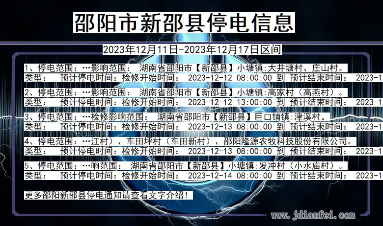 湖南省邵阳新邵停电通知