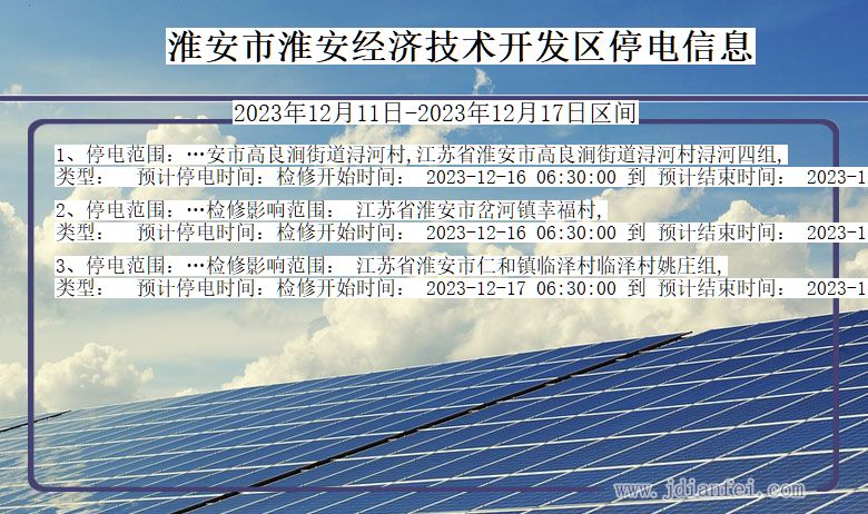 江苏省淮安淮安经济技术开发停电通知