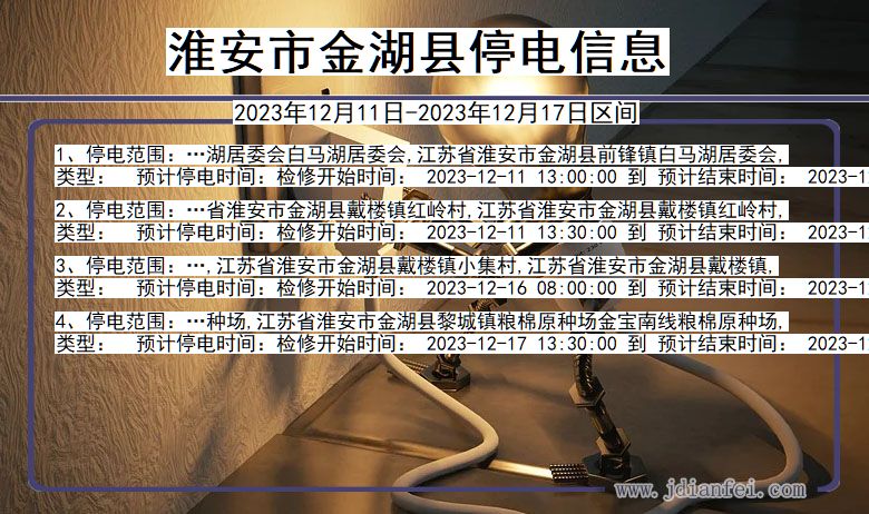淮安金湖停电通知 江苏省淮安金湖停电通知