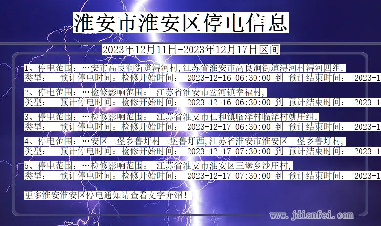 淮安淮安停电通知 江苏省淮安淮安停电通知