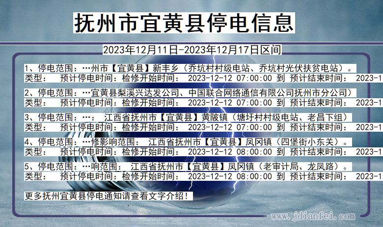 江西省抚州宜黄停电通知