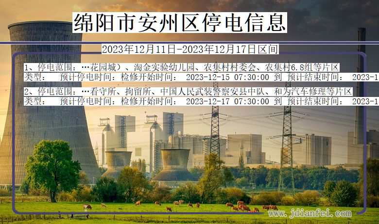 绵阳安州停电通知 四川省绵阳安州停电通知