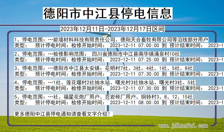 德阳中江停电通知 四川省德阳中江停电通知