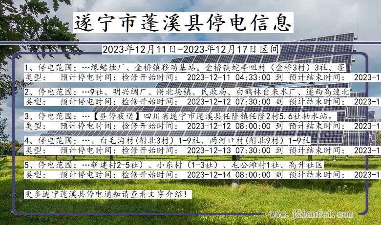 遂宁蓬溪停电通知 四川省遂宁蓬溪停电通知