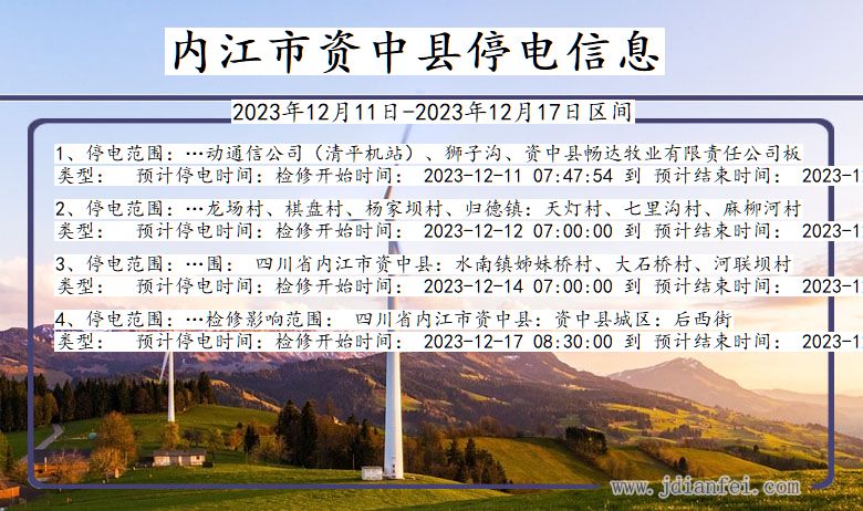 内江资中停电通知 四川省内江资中停电通知