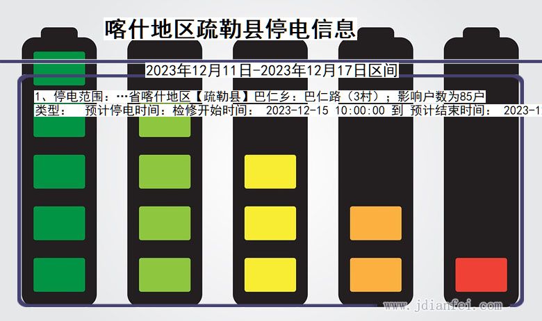 新疆维吾尔自治区喀什地区疏勒停电通知