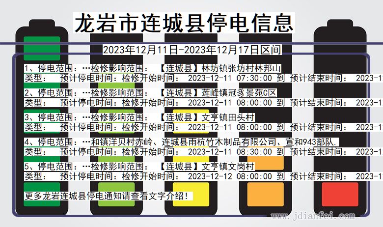 福建省龙岩连城停电通知