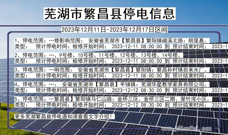 芜湖繁昌停电通知 安徽省芜湖繁昌停电通知